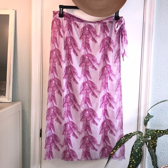 Pink Palm Print Beach Pareo Sarong Size M - Picture 1 of 6